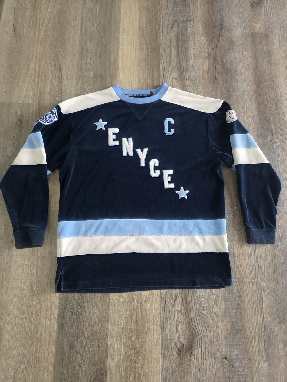 Vintage Rare Enyce Men's Navy /Light Blue Collegiate Crewneck Sweater Size XL